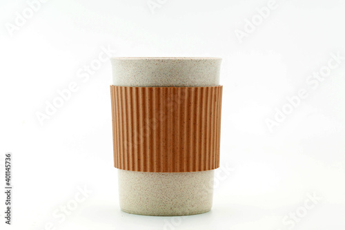 Take away disposable coffee cup on white background photo