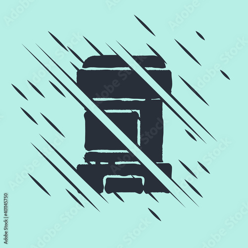 Black Antiperspirant deodorant roll icon isolated on green background. Cosmetic for body hygiene. Glitch style. Vector.