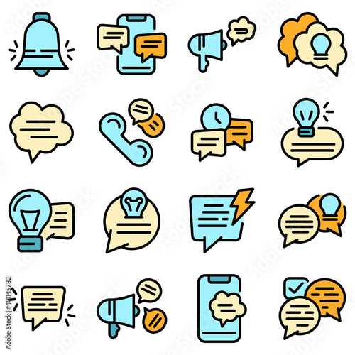 Tips icons set. Outline set of tips vector icons thin line color flat on white