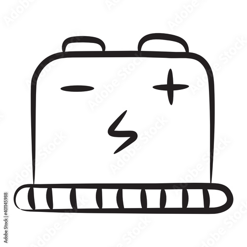 
Doodle vector design of rechargeable car battery, power accumulator 
