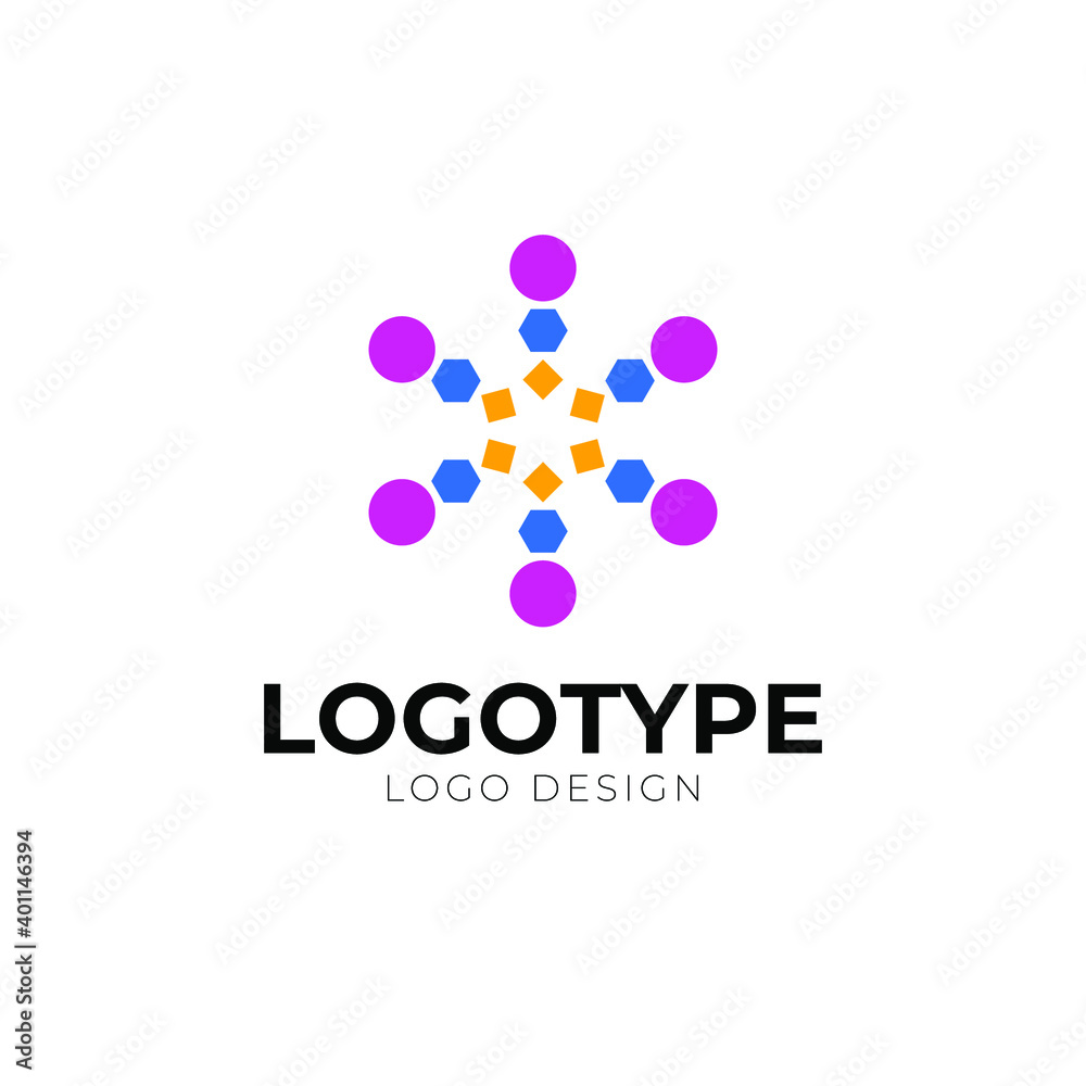 Figures logo design modern coloring logotype vector template