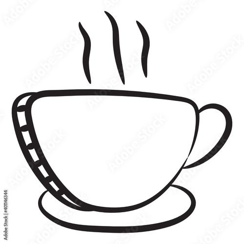 
Tea with saucer icon, editable doodle vector 
