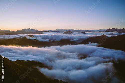 Sea of clouds in the mountains