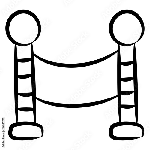 
Theater entrance metal poles, doodle icon of velvet ropes 
