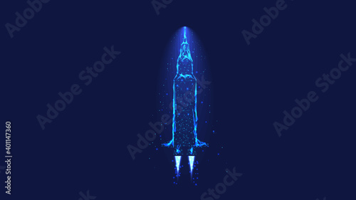 Flying rocket. Startup concept.