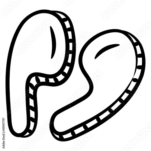 
A smartphone accessory to control audio functions, earphones doodle icon

