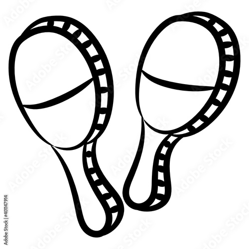 
Maracas, hand drawn icon of rattles 
