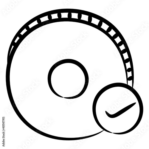 
Checked cd, hand drawn icon of disc accept 

