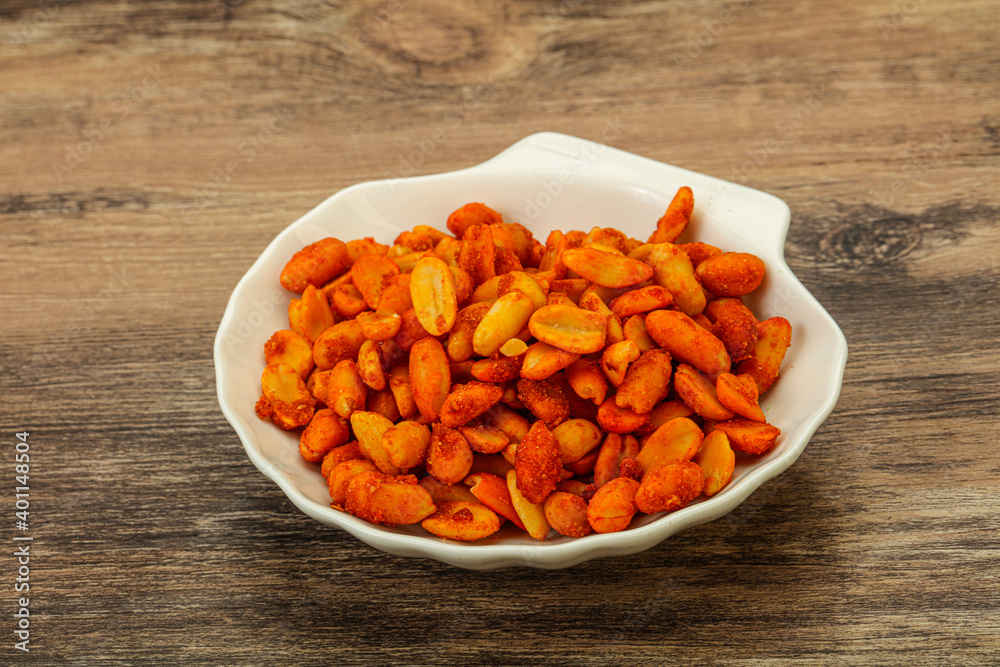 Chili peanut snack in the bowl Chili peanut snack in the bowl
