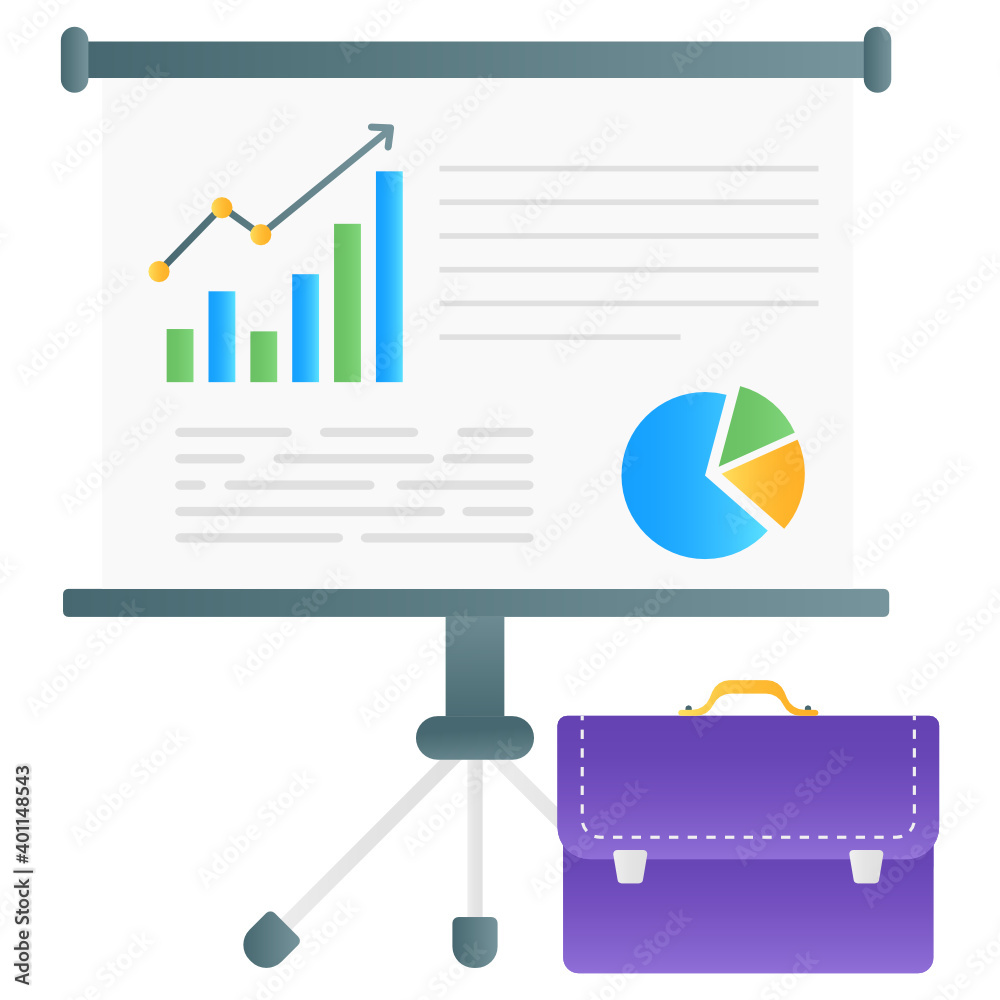 Business presentation, bar graph and pie chart inside board
Business presentation, bar graph and pie chart inside board