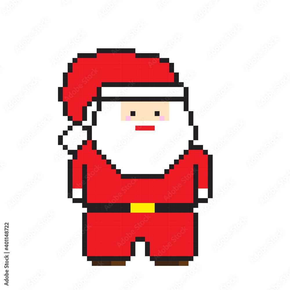 Santa Claus pixel art. Vector picture.