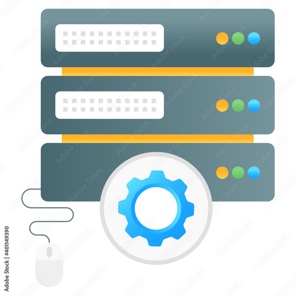 Gear with data center, gradient icon of server control
Gear with data center, gradient icon of server control