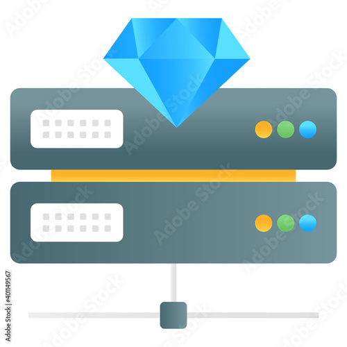 
Premium hosting vector, data server with diamond

