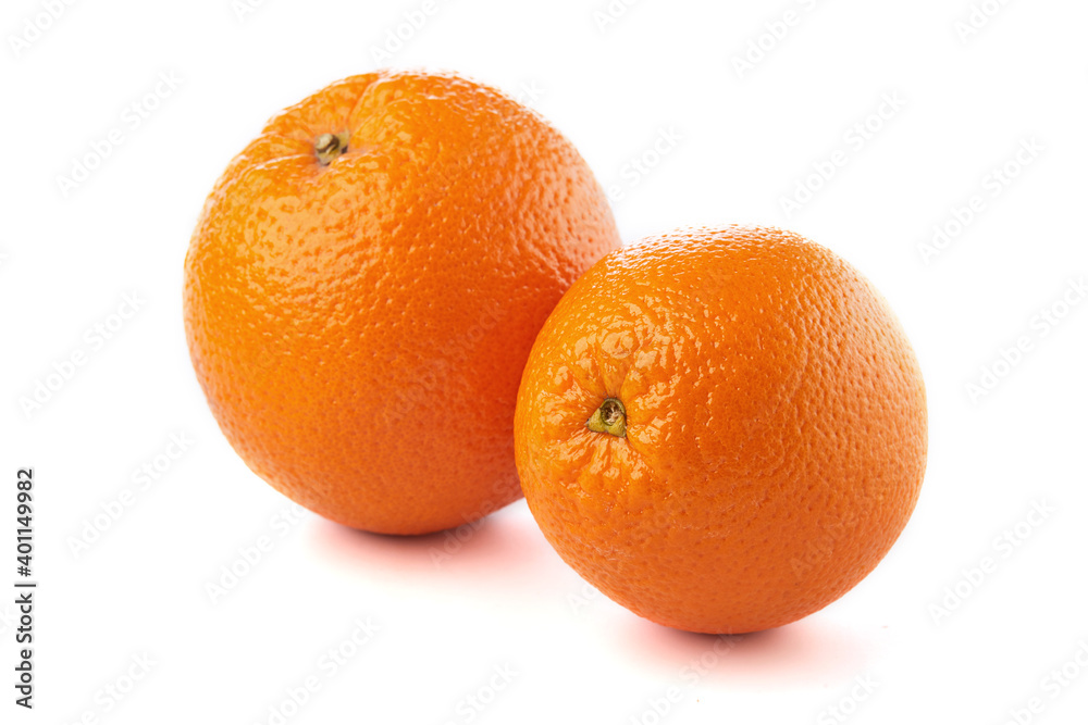 Fresh fruits: Oranges isolated on the white background, macro close up Fresh fruits: Oranges isolated on the white background, macro close up