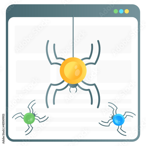 
Bug inside webpage, web crawler gradient concept icon
