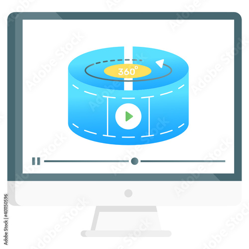 
Panoramic view player, 360 degree video conceptual vector in flat gradient 
