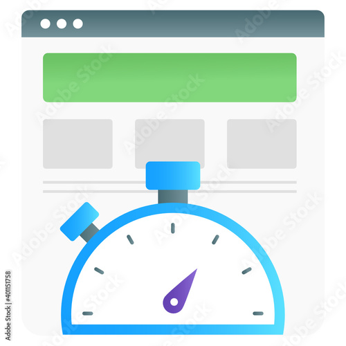 

Page speed test vector in gradient design, speedometer inside website 
