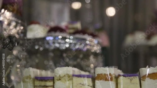 Festive table with food and champagne in the Banquet hall