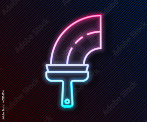 Glowing neon line Cleaning service with of rubber cleaner for windows icon isolated on black background. Squeegee, scraper, wiper. Vector.