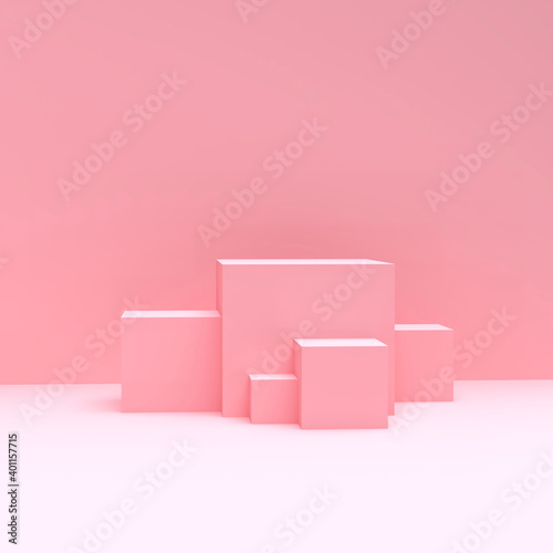 3d cube podium with pink background. © Tanix Bd