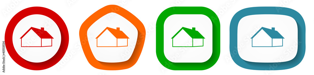 House and real estate concept vector icon set, flat design buttons on white background House and real estate concept vector icon set, flat design buttons on white background