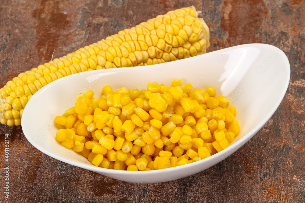 Young corn seeds in the bowl Young corn seeds in the bowl