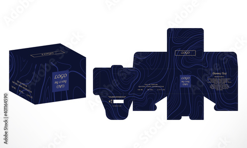 Perfume Packaging Box Design, luxury products  Box die line, 3d Box Mockup labels, icon, frames and Design elements, 3d Illustration, Vector design Template.
