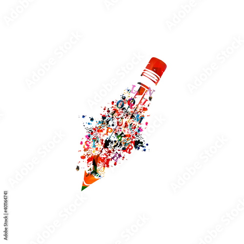 Colorful pencil with alphabet letters for creative writing, idea and inspiration, education and learning concept. Blogging and copywriting vector illustration