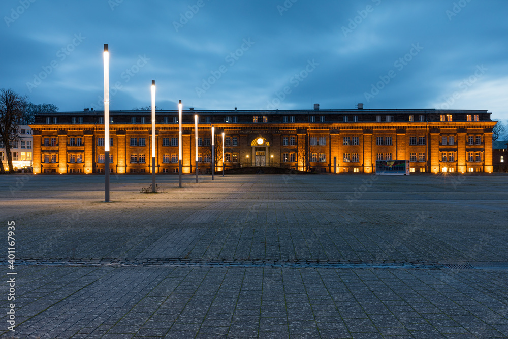 Naklejka premium Preußen Museum in Minden, Deutschland bei Abenddämmerung