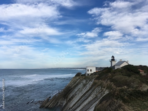 Lighthouse on the Atlantic coast with cliffs
