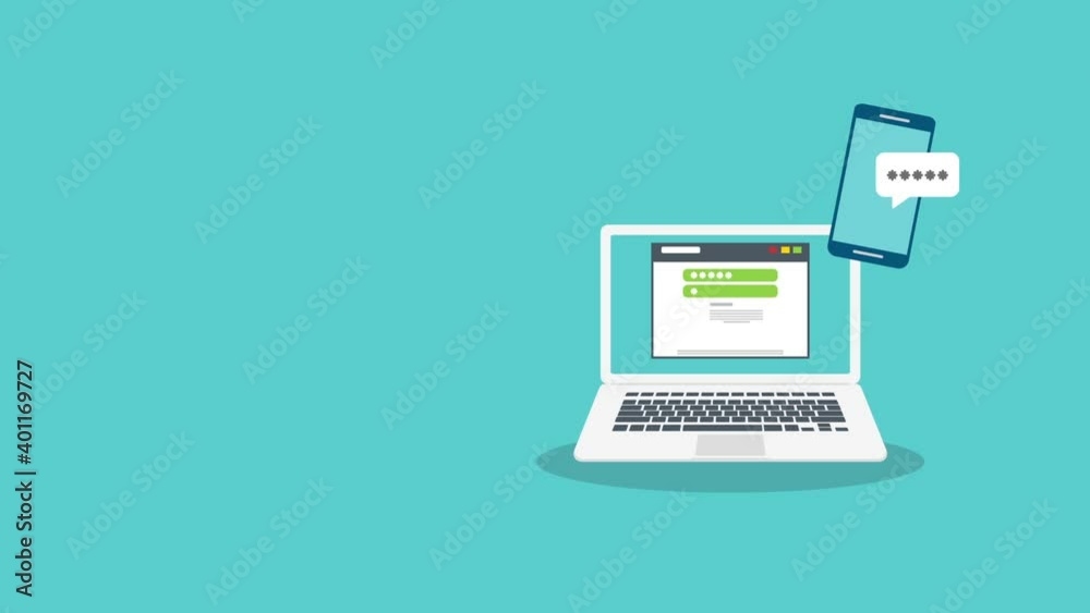 Successful web browser Login page on Laptop Screen with password form and smartphone password confirmation . Security, personal access, user authorization.	