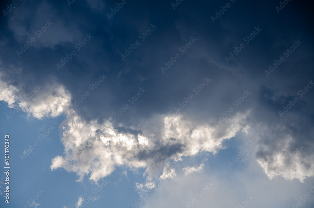 Dramatic cloudscape. Sky background with gray clouds
