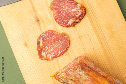 Obraz na płótnie Spanish sausage pork tenderloin on white background w salonie