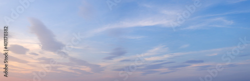 Fototapeta Naklejka Na Ścianę i Meble -  Panorama of colorful sky background with clouds at sunset