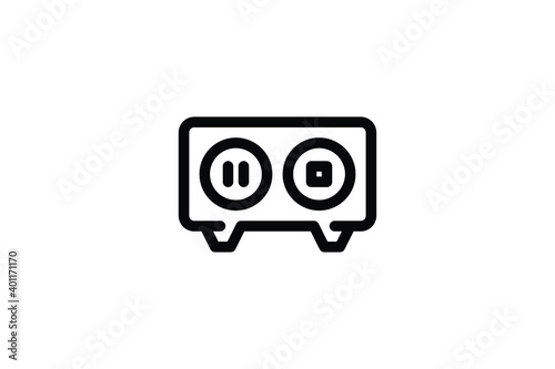 Record Studio Outline Icon - Stop And Play