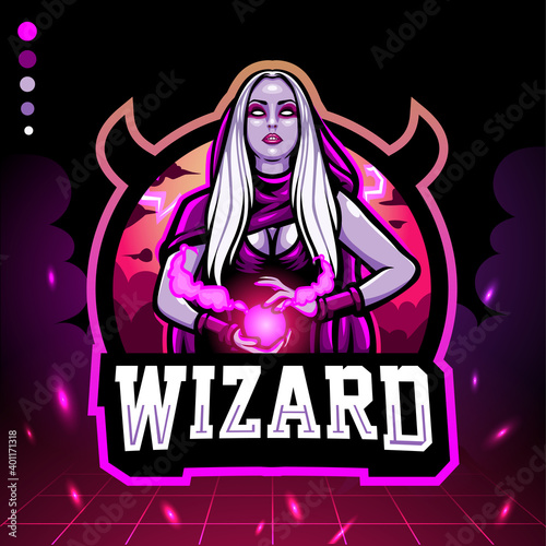 Wizard mage mascot. esport logo design
