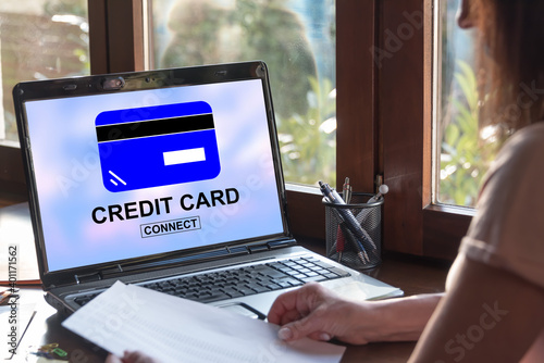 Credit card concept on a laptop screen