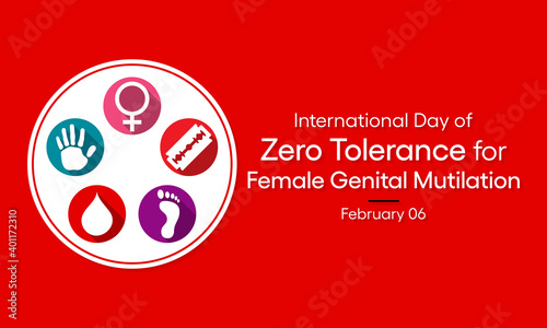 Vector illustration on the theme of International Day of Zero Tolerance for Female Genital Mutilation (FGM), observed each year on February 6th across the globe.