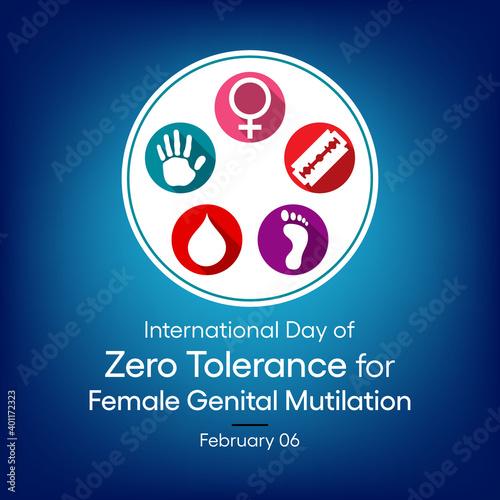 Vector illustration on the theme of International Day of Zero Tolerance for Female Genital Mutilation (FGM), observed each year on February 6th across the globe.