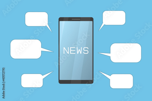 News on mobile phone. Vector illustration.