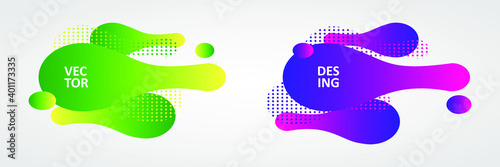 Set of abstract modern graphic elements. Dynamical colored forms and line. Gradient abstract banners with flowing liquid shapes. Template for the design of a logo, flyer or presentation. Vector.
