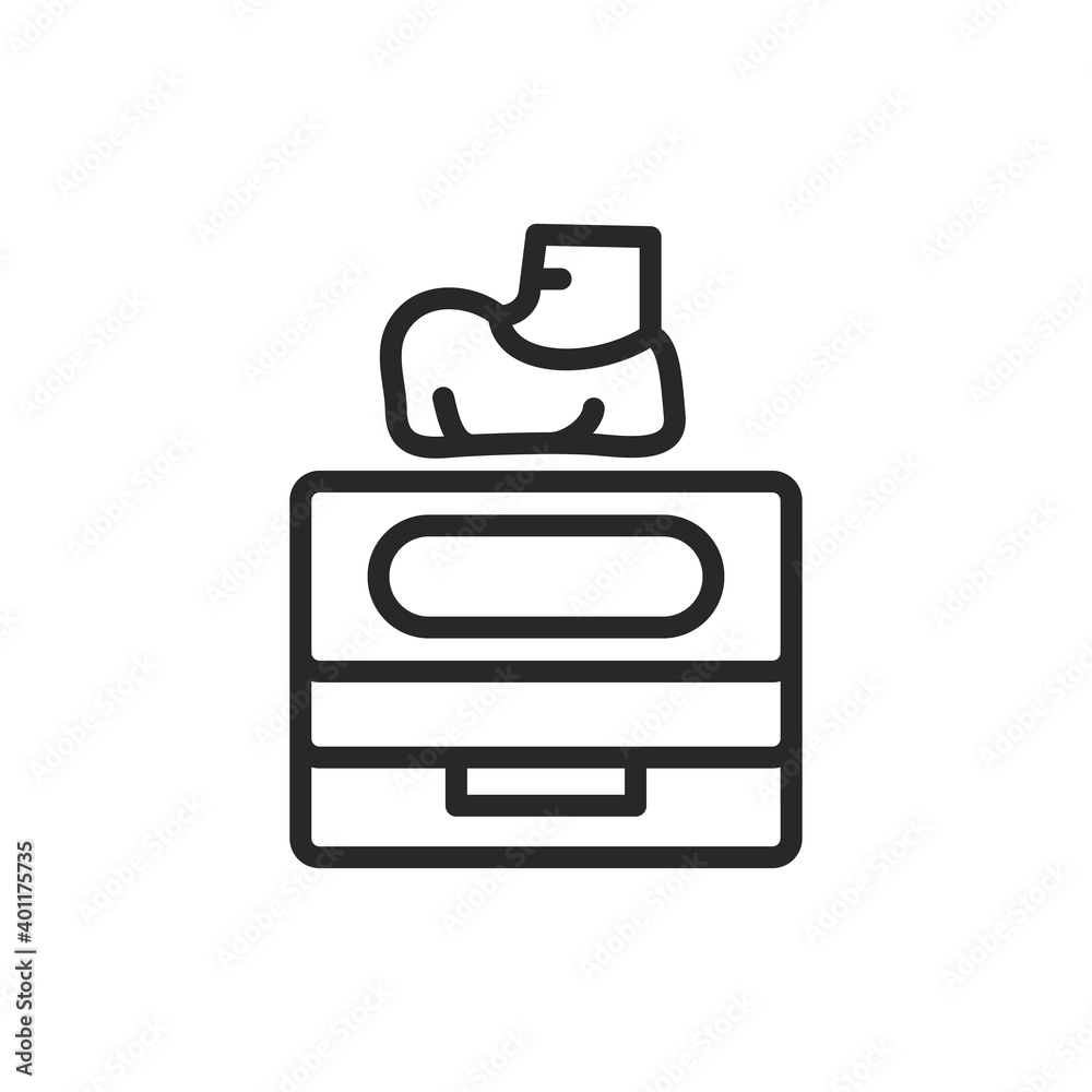 Automatic shoes covers dispenser machine color line icon. Isolated vector element. Automatic shoes covers dispenser machine color line icon. Isolated vector element.