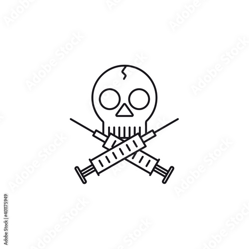 Skull and crossed syringes vector icon