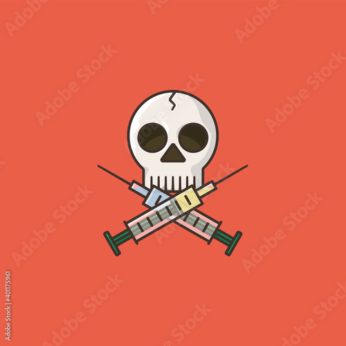 Skull and crossed syringes vector illustration for Overdose Awareness Day on August 31