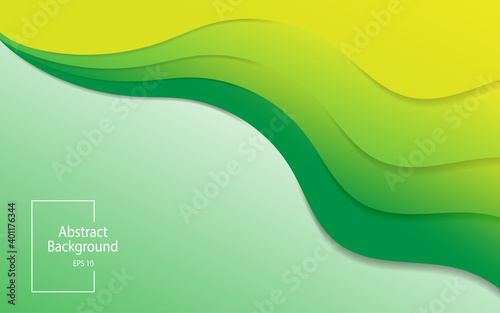 Abstract green color shades paper cut shapes Vector illustration background design for banner.