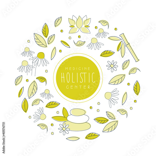Medicine Holistic Center Banner Template, Ayurveda, Acupuncture, Homeopathy, Naturopathy, Alternative Medicine Banner, Flyer, Brochure Vector Illustration