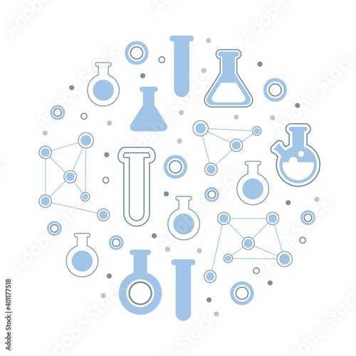 Laboratory Equipment Seamless Pattern of Circular Shape, Pharmacy, Science, Medicine Poster, Banner, Poster, Card, Brochure Design Vector Illustration