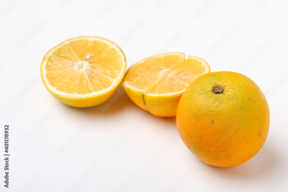 Sweet lime mosambi fruit on white background