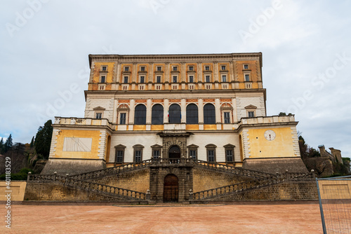 View of exterior facade of old palace in Italy