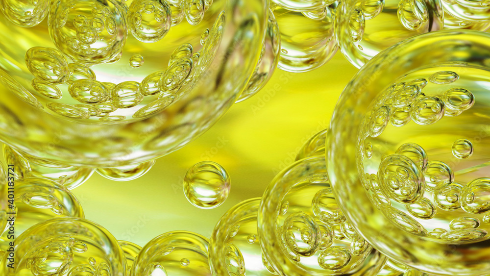 Bubbles oil or serum isolated on white background. 3D rendering Bubbles oil or serum isolated on white background. 3D rendering